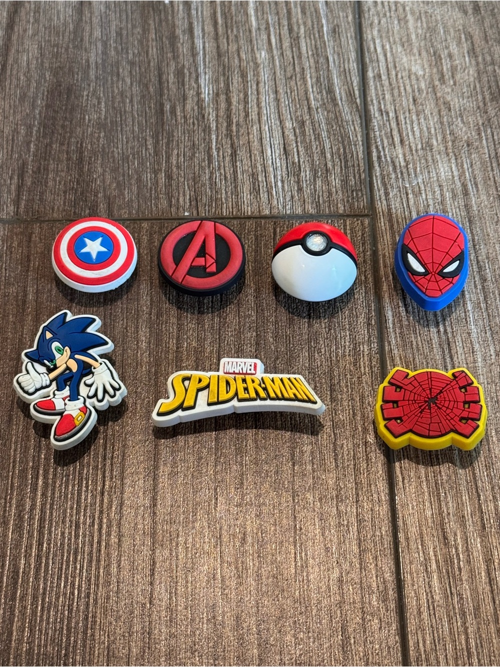 Crocs superhero jibbitz shoe charms spider man Pokemon sonic avengers captain